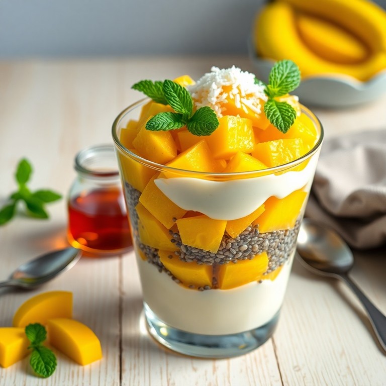 Logisch Gestaltetes Mango-Kokos-Frühstücks-Parfait