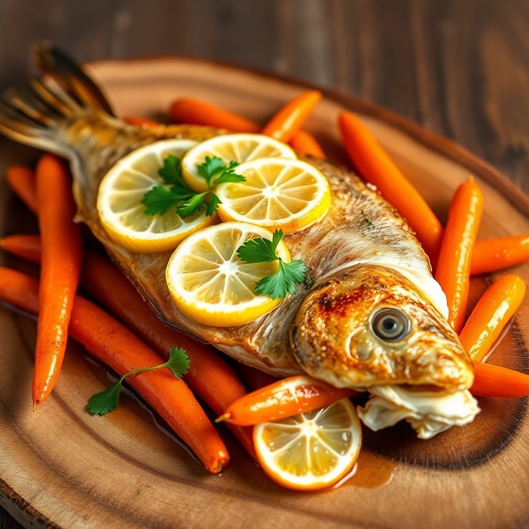 Orata al Forno con Carote Glacé