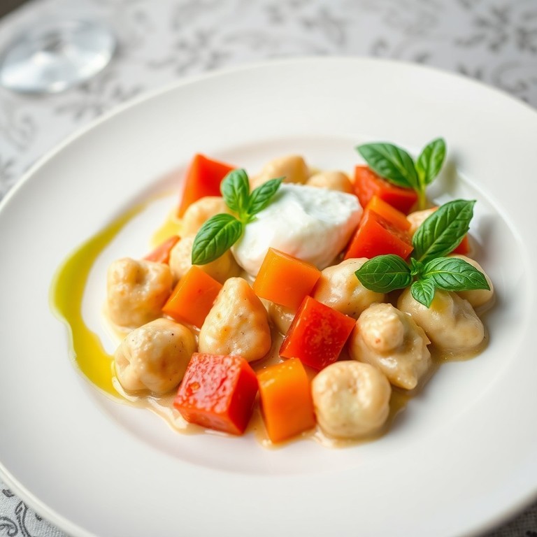 Gnocchi in Trüffel-Burrata-Soße mit Gemüse