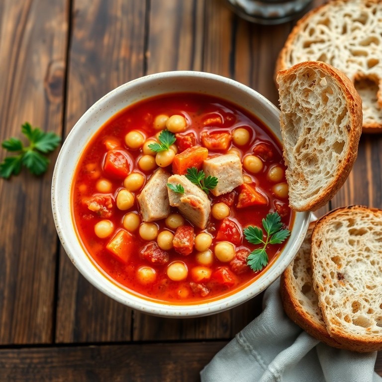 Zuppa Rustica di Ceci, Tonno e Pomodori