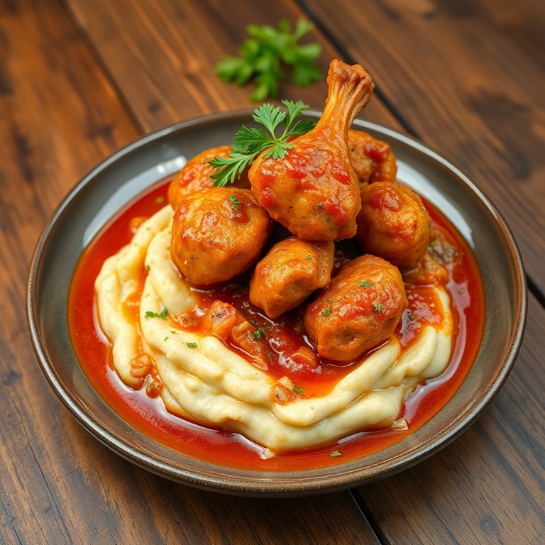 Pollo a la Riojana con Puré de Patata Campesino