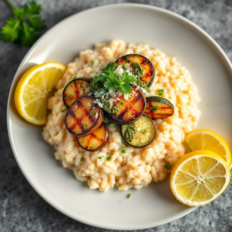 Gegrilltes Fenchel-Zucchini-Risotto mit Trüffel-Pesto