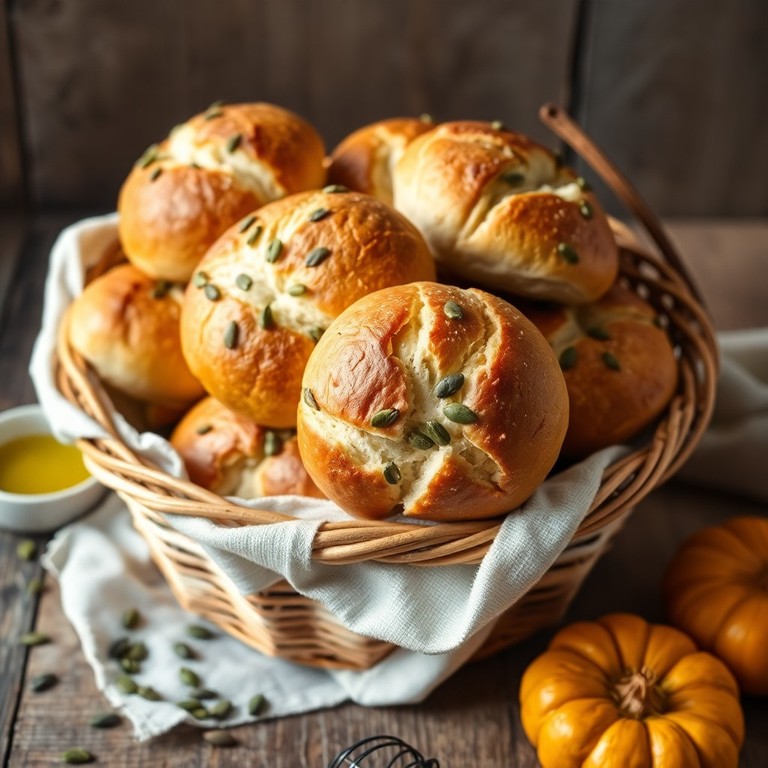 Dinkel-Hefe-Brötchen mit Kürbiskernkruste