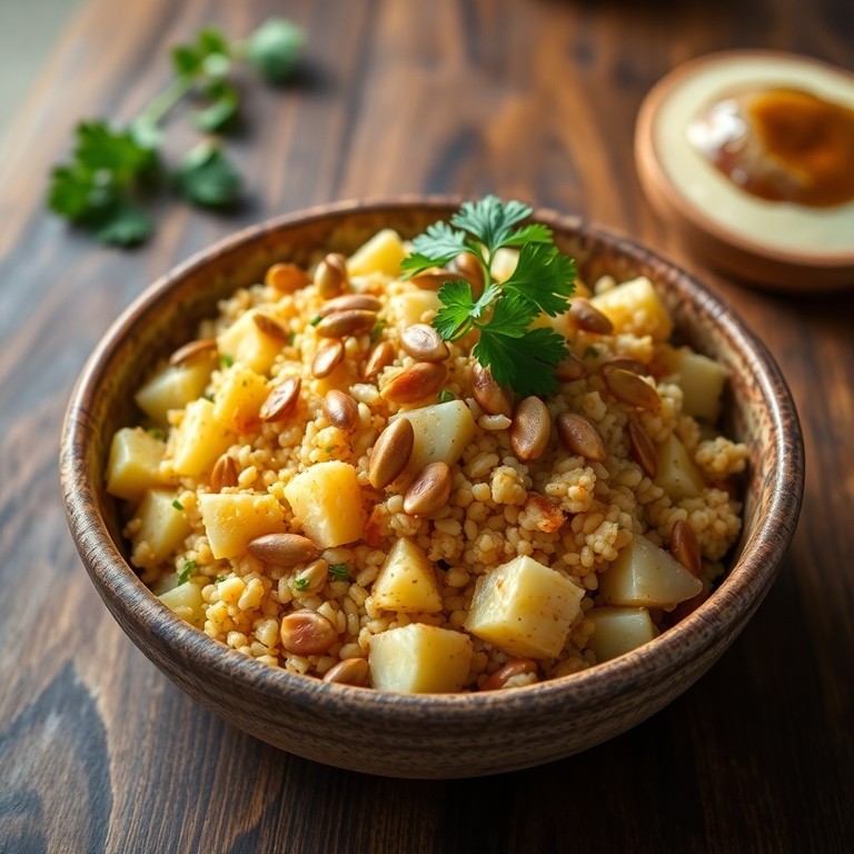 Kartoffel-Couscous-Salat mit Kürbiskernen und Sesam