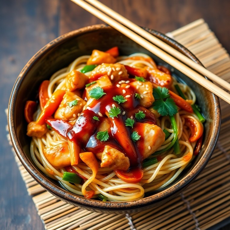 Teriyaki-Hähnchen-Glasnudel-Wok (450 kcal)