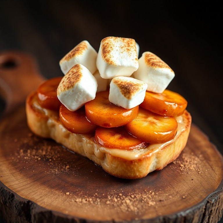 Torrada de Banana Caramelizada com Marshmallow e Manteiga de Amendoim