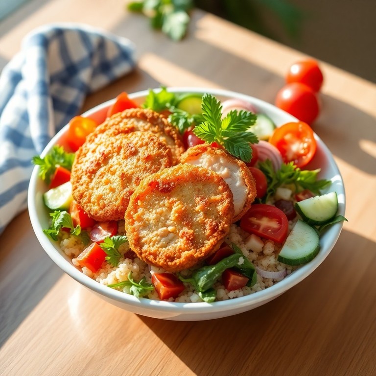 Salade Composée Méditerranéenne à la Dinde Croustillante et Couscous aux Agrumes