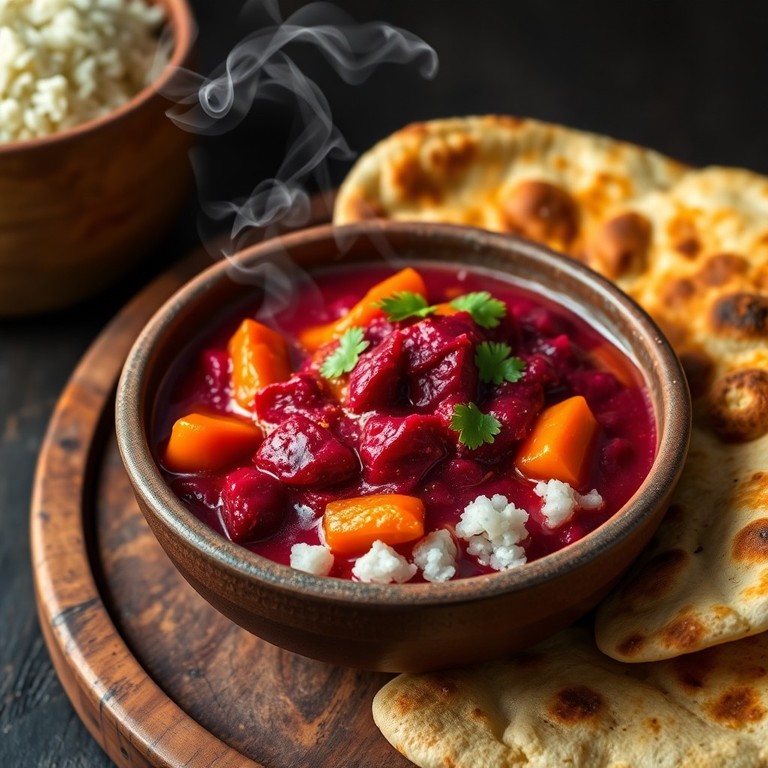 Beetroot and Carrot Curry with Green Chilli