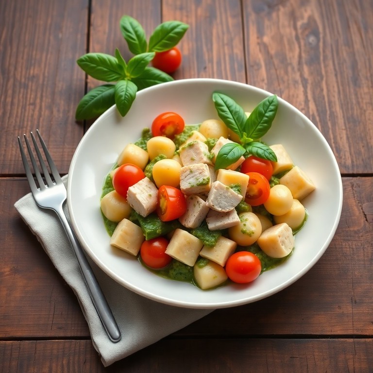 Ньокки с индейкой и овощами в песто
