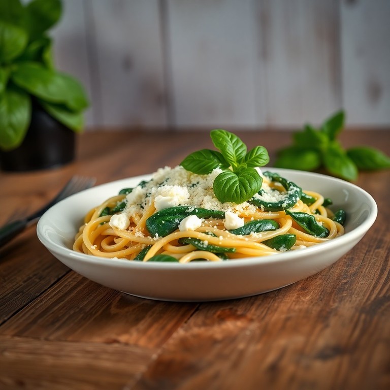 Pasta mit Ricotta und Spinat