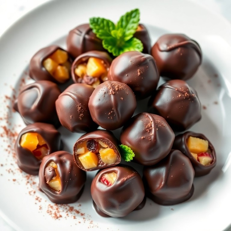 Bombons de Leite Condensado e Frutas com Cobertura de Chocolate