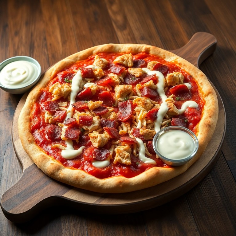 Pizza de Frango com Bacon e Toque de Maionese
