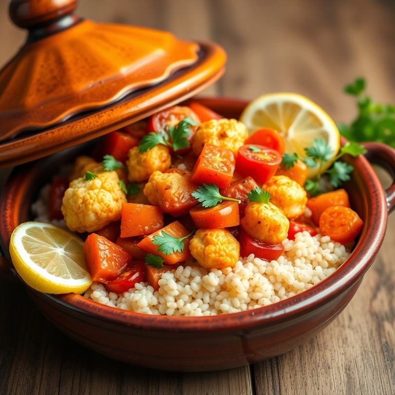 Moroccan Cauliflower, Tomato, and Carrot Tagine
