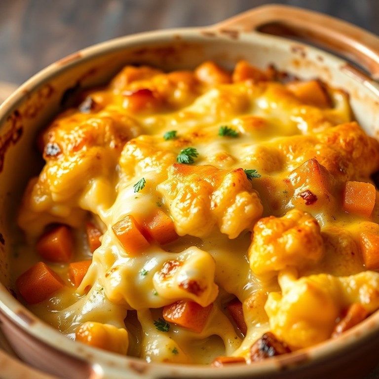 Überbackener Blumenkohl-Kartoffel-Auflauf mit Karotten