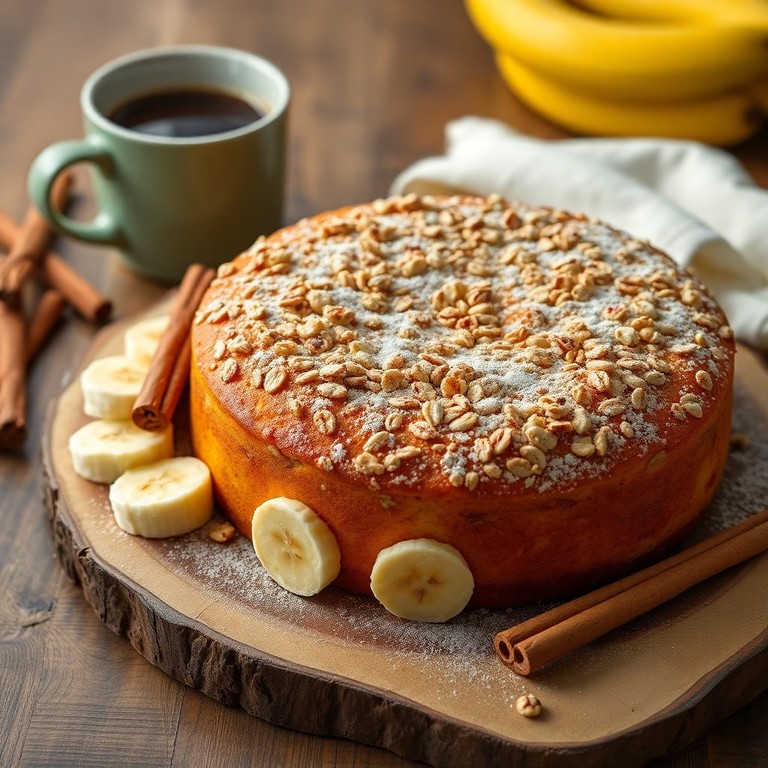 Bolo Cremoso de Banana com Crocante de Canela