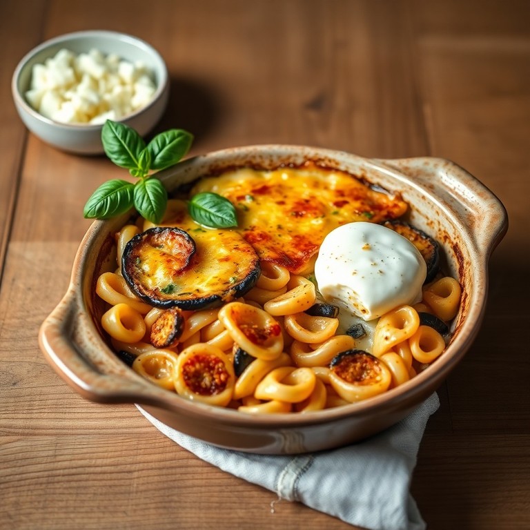Gratin de Pâtes aux Aubergines et Burrata façon Loïc