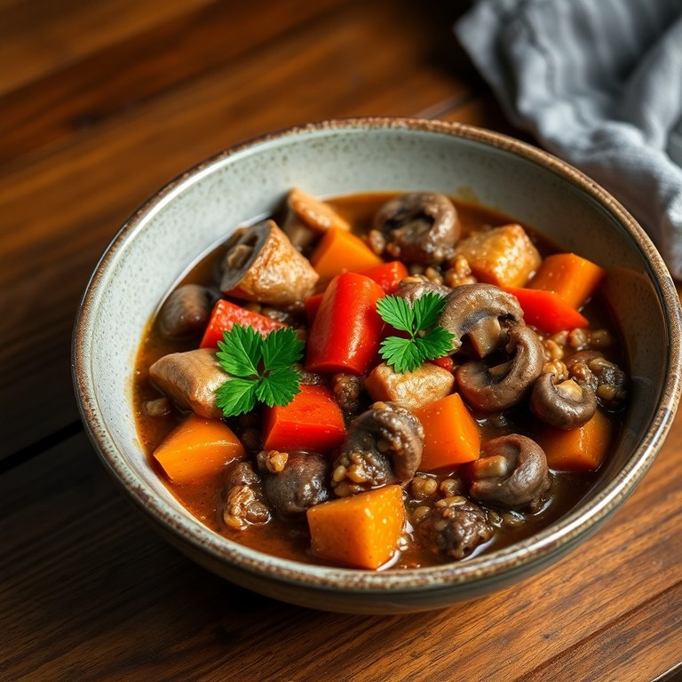 Guiso de Mashua Negra y Trigo Sarraceno Ahumado con Setas del Bosque