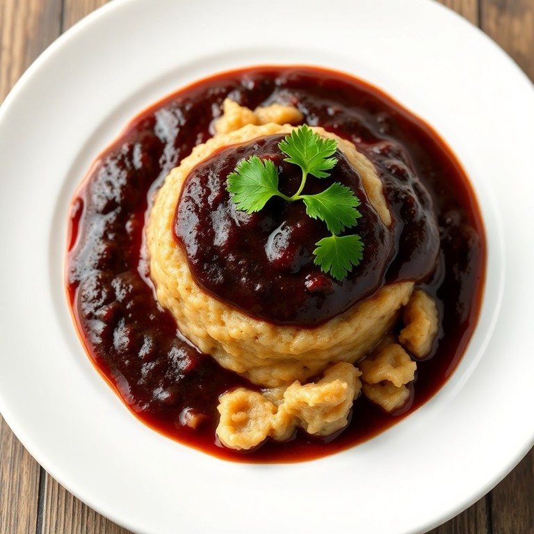 Timbal de Trigo Oscuro con Salsa de Mashua Negra