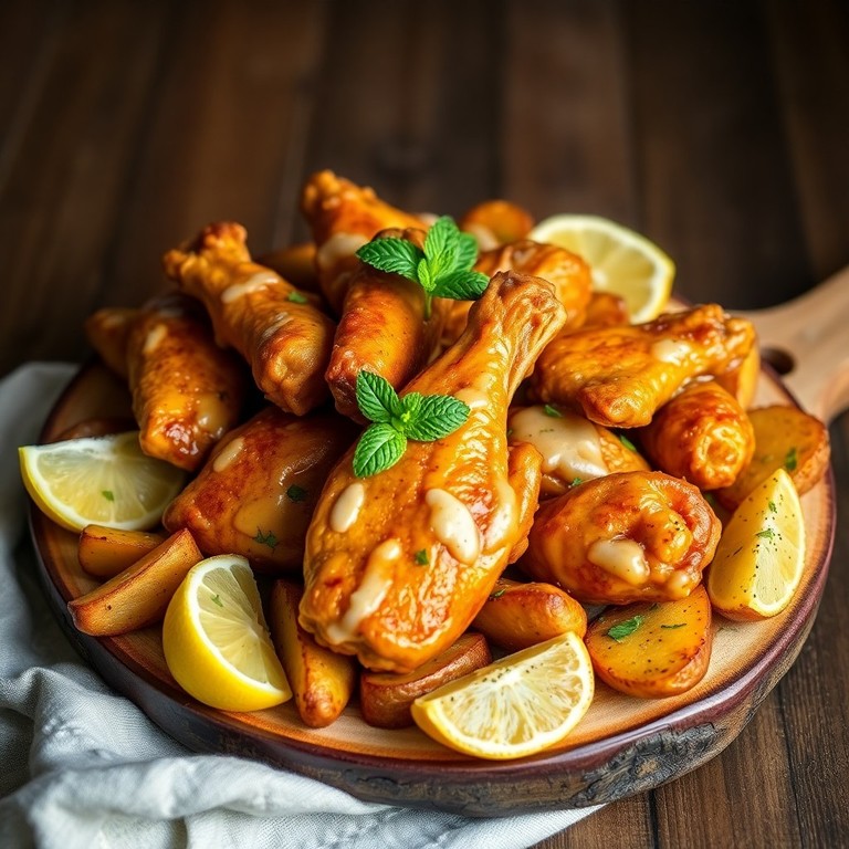 Orientalische Minz-Joghurt Hähnchenflügel mit Ofenkartoffeln