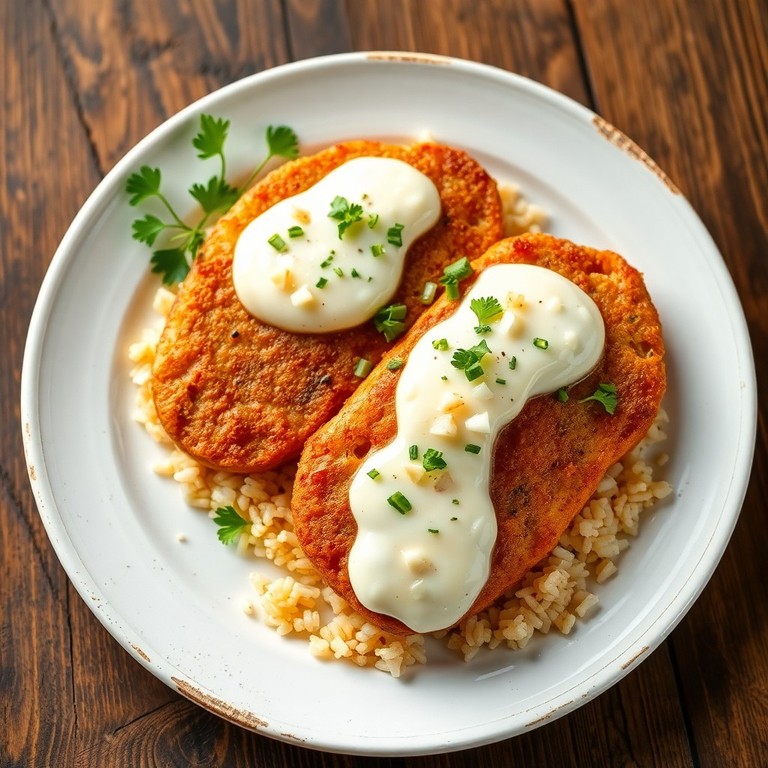 Escalopes de Carne com Crosta de Arroz, Ovo e Maionese