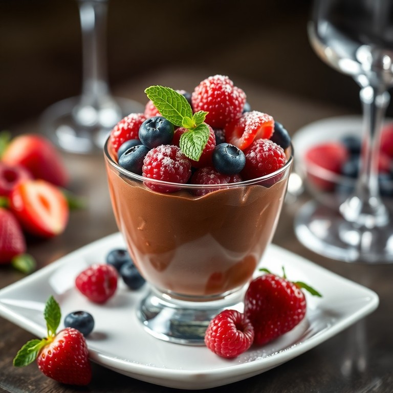 Brandy-Schokoladenmousse mit Beeren