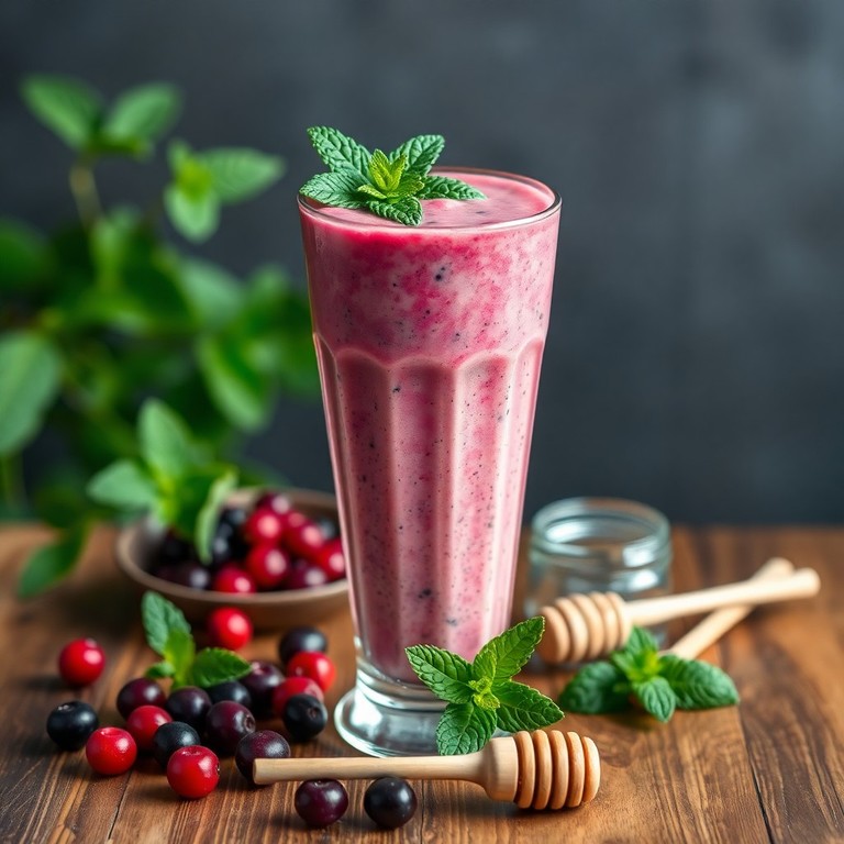 Preiselbeer-Minz-Joghurt-Smoothie