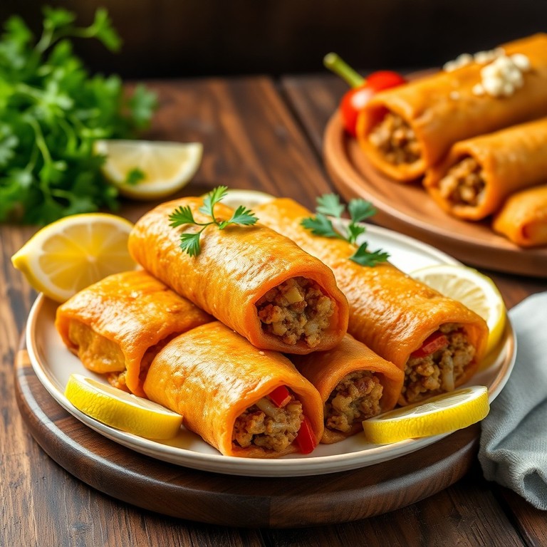 Hackfleisch Sigara Böreği mit Paprika