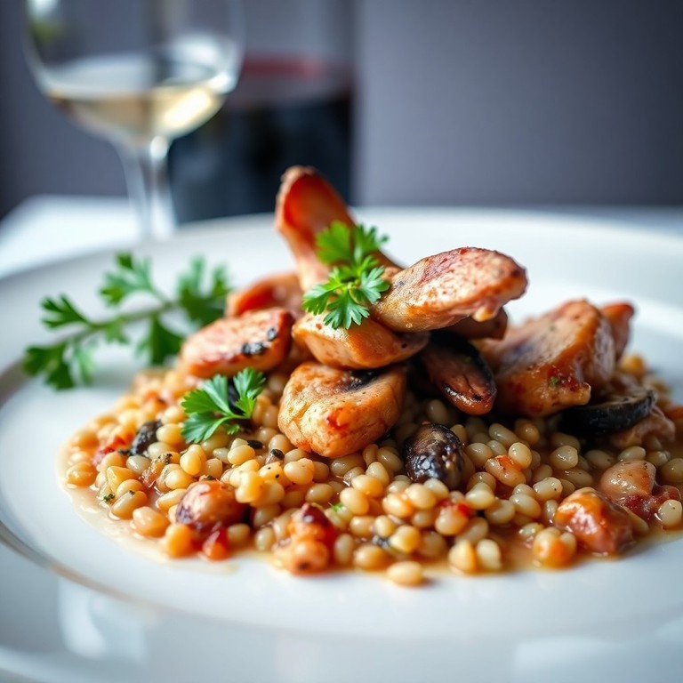 Lapin Sauté au Vin Blanc et Citron avec Céréales et Champignons