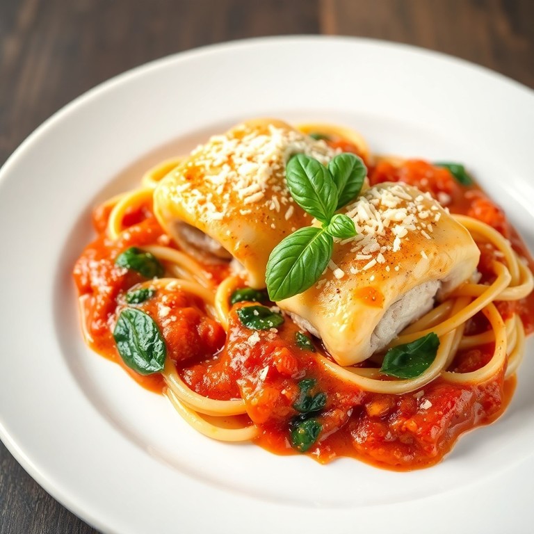 Paupiettes de Poulet à la Florentine avec Linguine