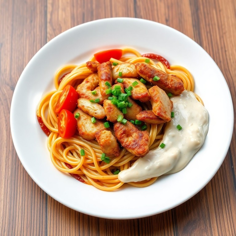 Pad Thai Exótico con Pollo Empanado y Nata de Coco