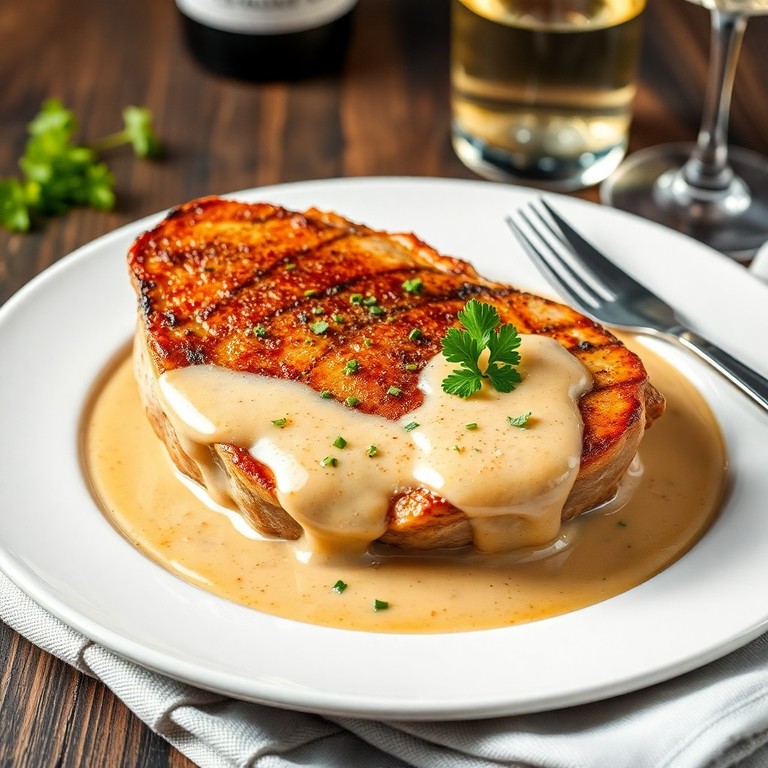Côtes de porc sauce moutarde et vin blanc
