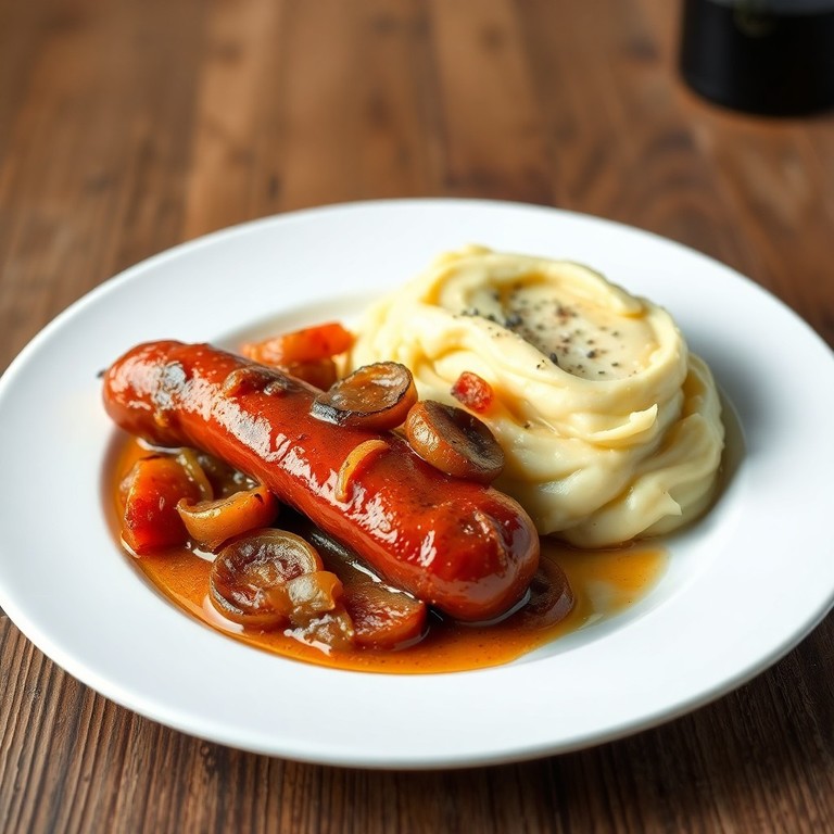 Saucisse de Toulouse au vin rouge et oignons
