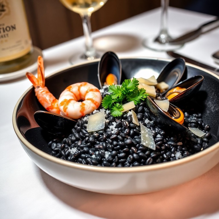 Risotto de fruits de mer à l’encre de seiche