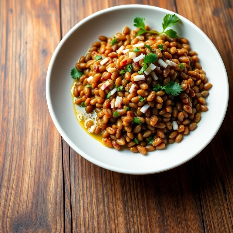 Salade de lentilles à la moutarde et échalotes