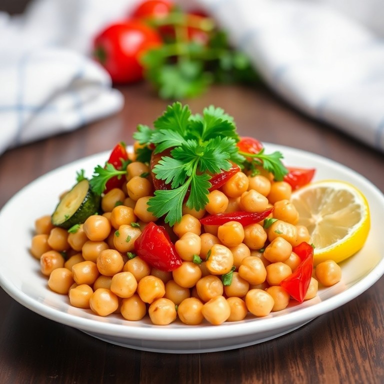 Poêlée froide de pois chiches et légumes rôtis
