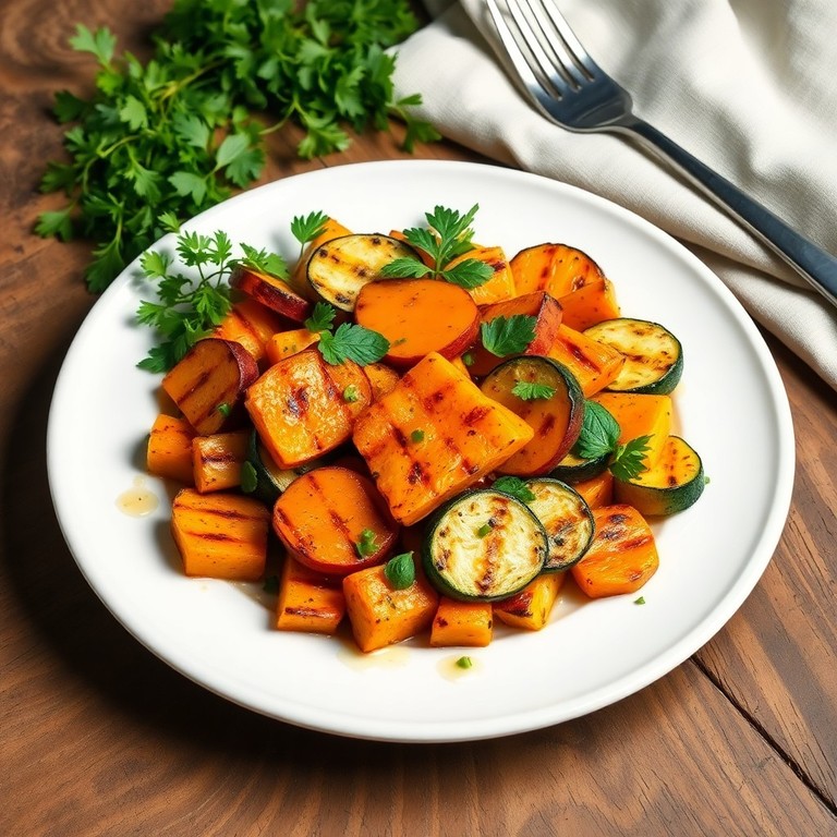 Patate douce et courgettes grillées