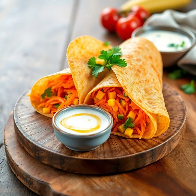 Wrap de Tapioca com Iogurte, Cenoura e Milho - Mr. Cook
