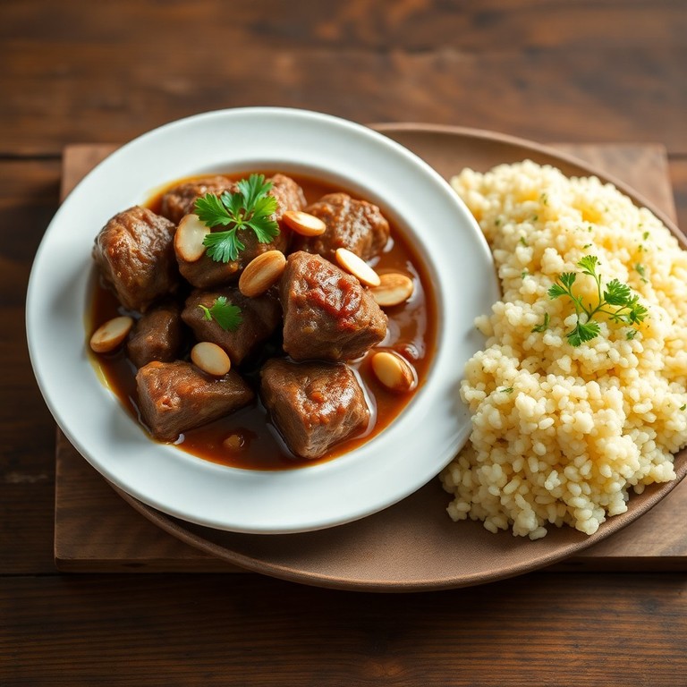 Tajine d’agneau aux amandes et semoule parfumée