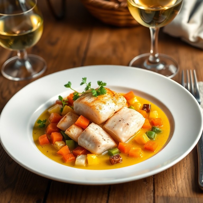 Ragoût de lotte aux petits légumes et sauce safranée