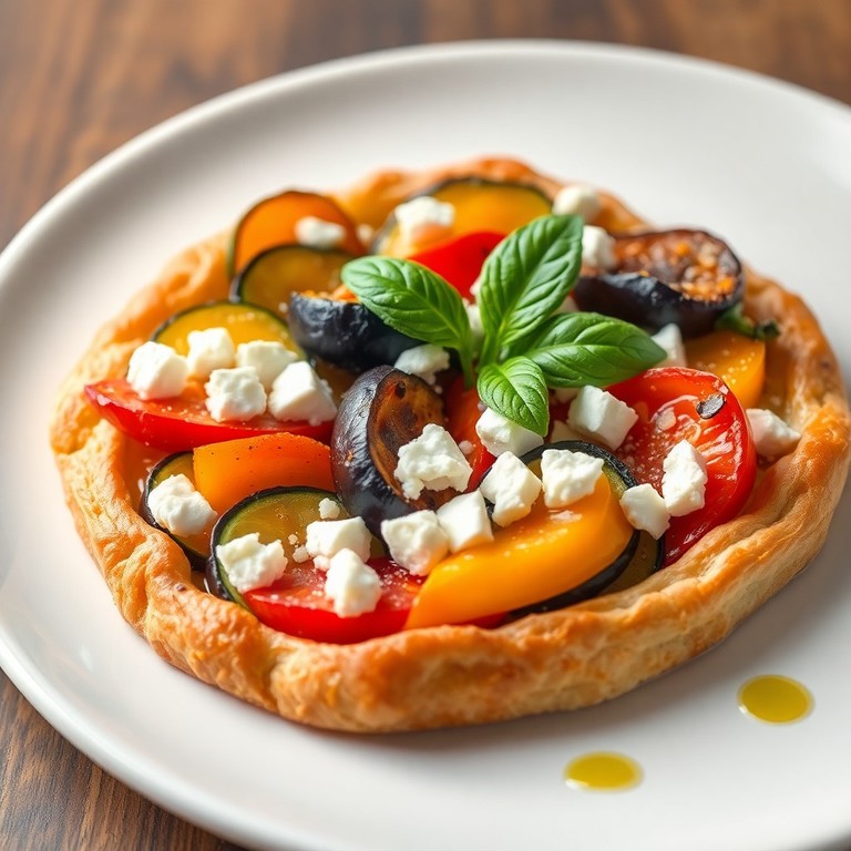 Tarte fine aux légumes du soleil et fromage de chèvre