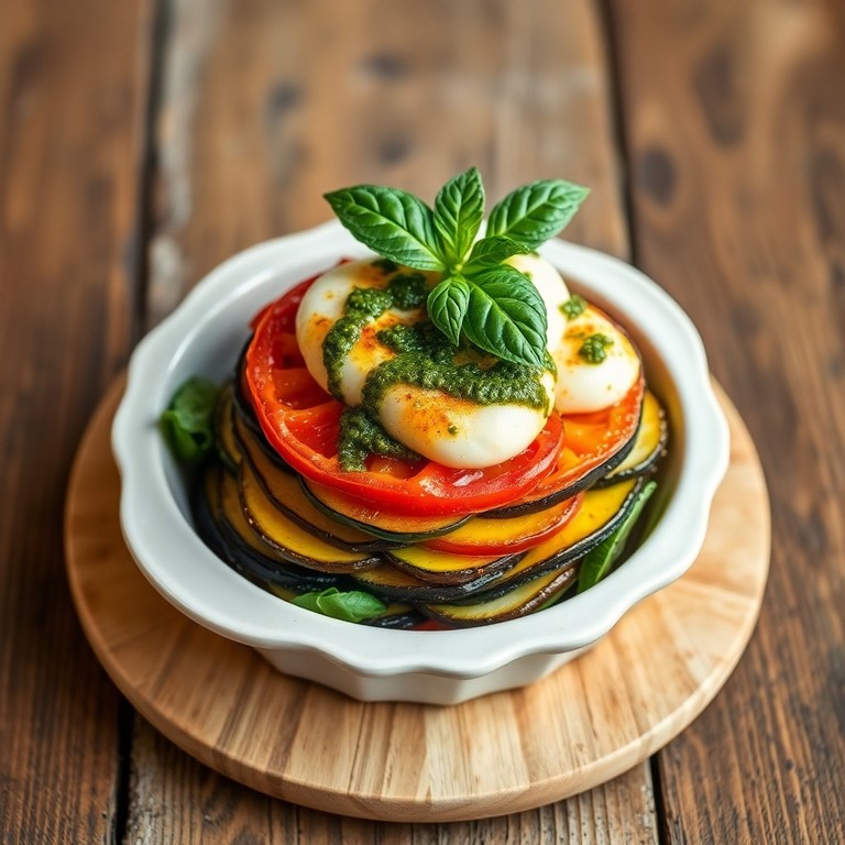 Tian de légumes à la mozzarella et pesto maison