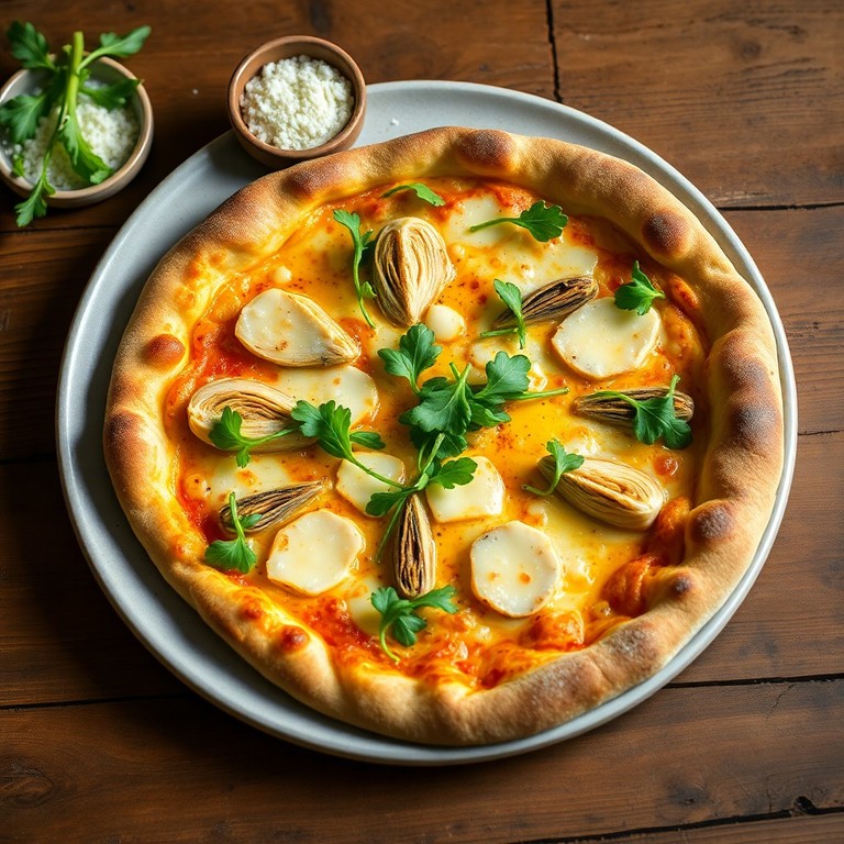 Pizza printanière aux artichauts et parmesan