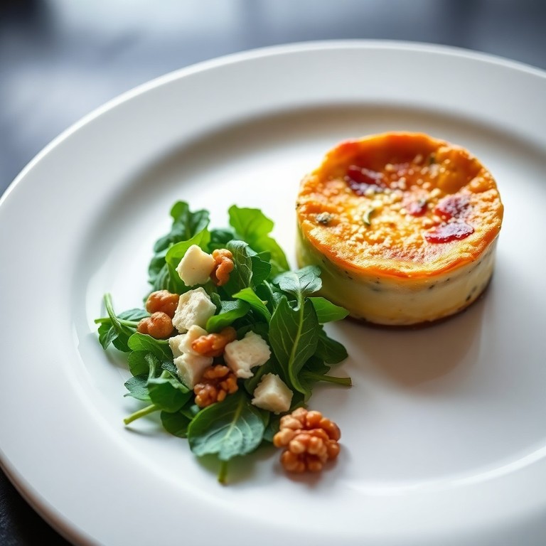 Flan de courgettes et salade de mâche au chèvre