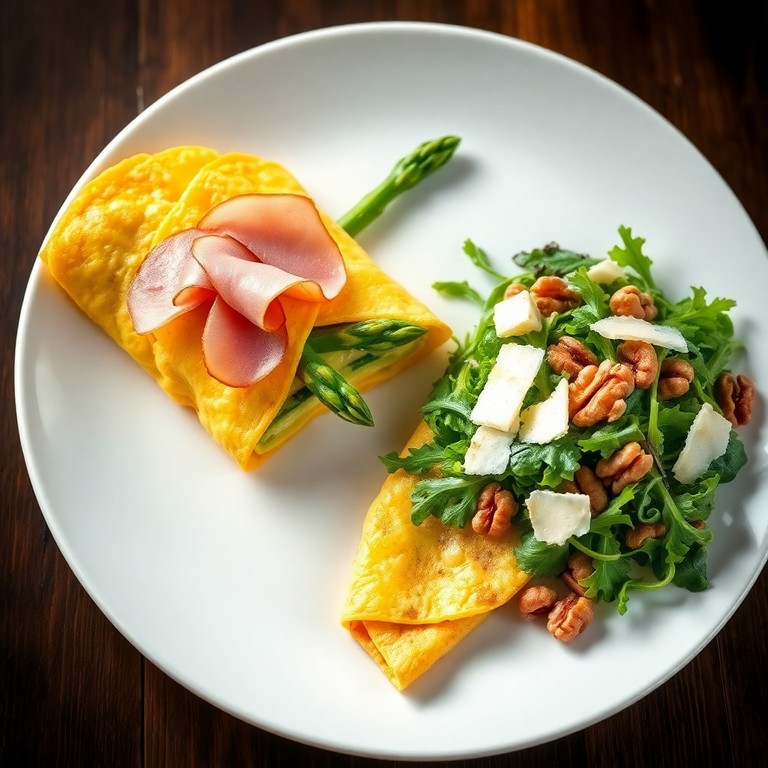 Omelette aux Asperges Vertes et Salade Croquante