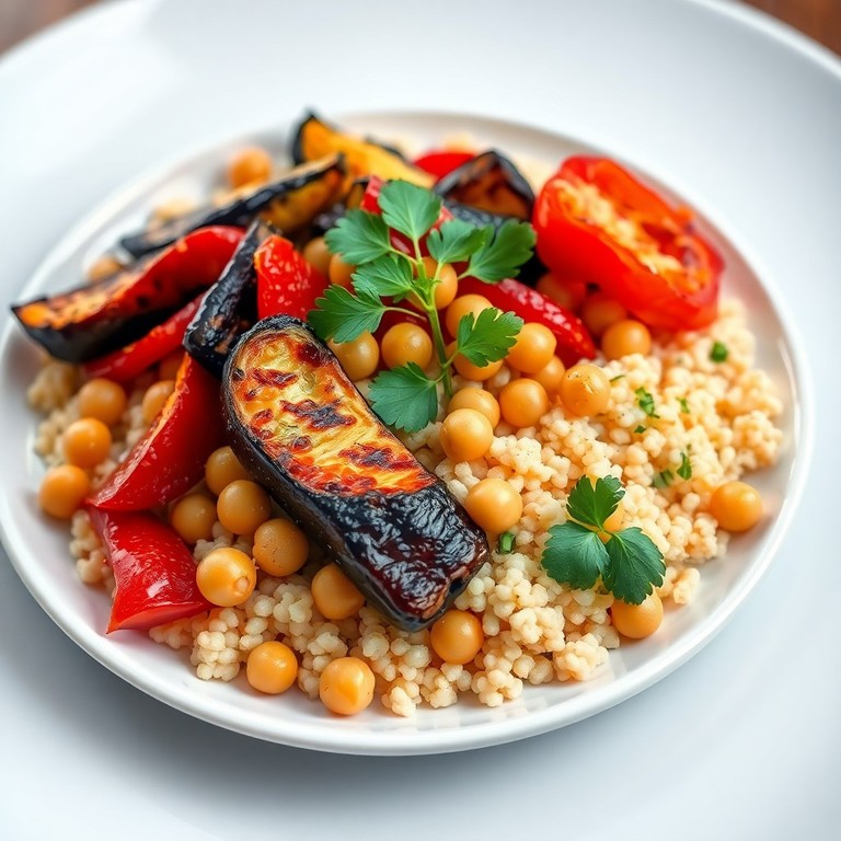 Couscous Végétarien aux Pois Chiches et Légumes Grillés, Marinade Épicée