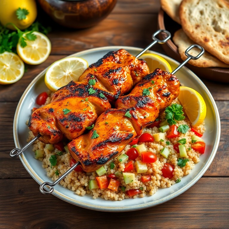 Adana Hähnchenspieße mit Bulgur-Reis Salat