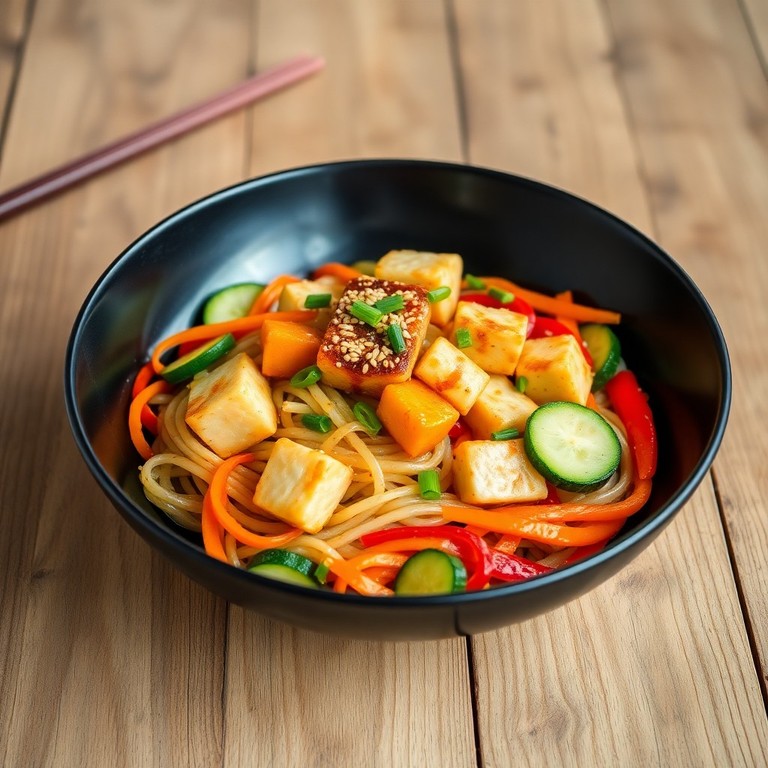 Nouilles de Konjac Sautées aux Légumes et Tofu