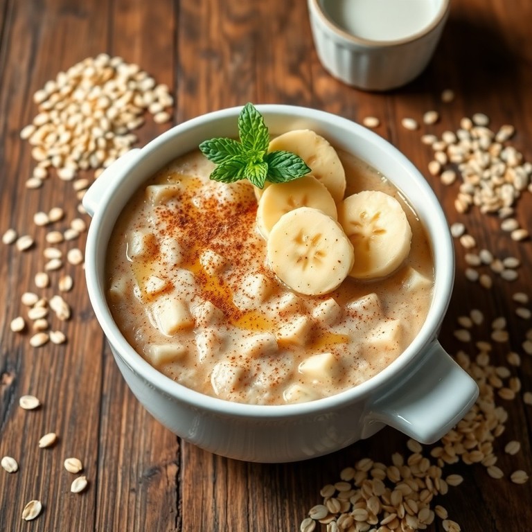 Mingau Cremoso de Banana e Aveia com Leite Adoçado