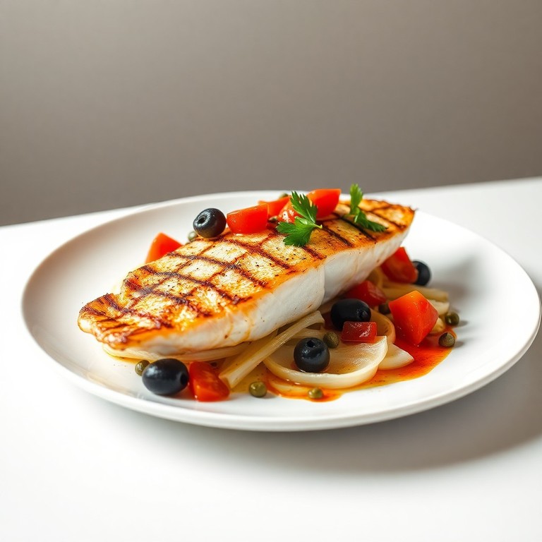 Filet de dorade grillé, fenouil confit et sauce vierge