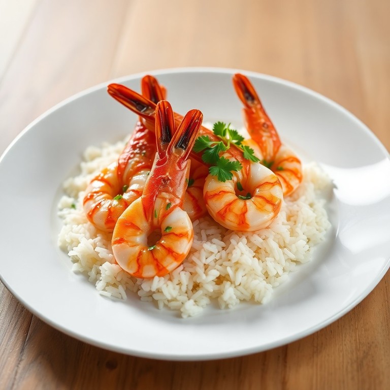 Poêlée de Gambas Flambées au Pastis, Riz Basmati